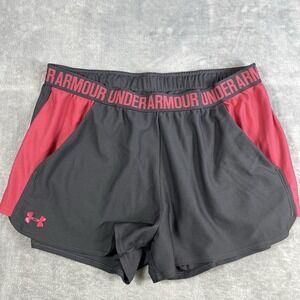 Under Armour Shorts Womens Small Loose Fit Gray Black Pockets Running Activewear